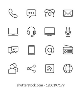Communication vector line icon set