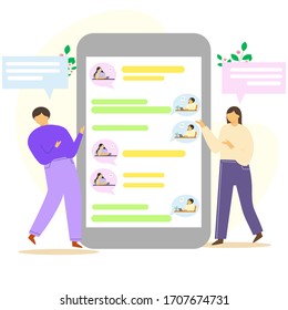 Kommunikation über das Internet, soziale Netzwerke, Chat, Video, Nachrichten, Nachrichten, Online-Konzept für Arbeit oder Talk Design
