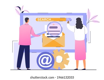 Communication via the Internet, social networking, chat, video, news, messages, web site, search friends, mobile web graphics. Flat abstract metaphor cartoon vector illustration concept design.