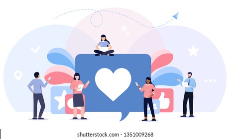 communication via the Internet, social networking,chat, video,news,messages,web site, search friends, mobile web graphics. Ethnic business people group. Office workers talking.