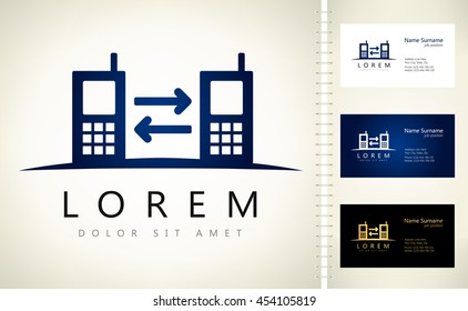communication via telephone logo vector