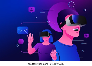 Communication in Virtual Reality. Metaverse Illustration. Vector illustration