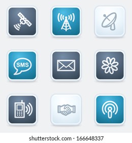 Conjunto de iconos web de comunicación, botones cuadrados