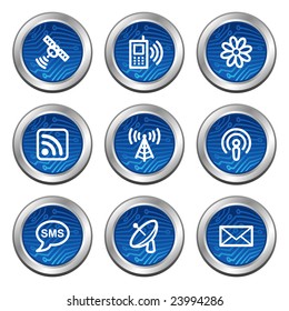 Communication web icons, blue electronics buttons series