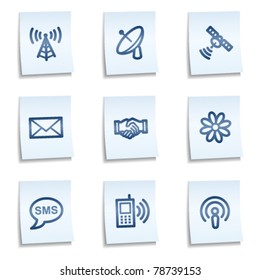 Communication  web icons, blue notes