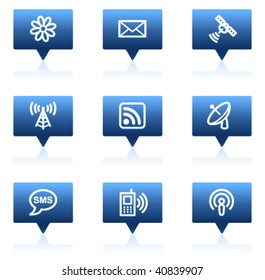 Communication web icons, blue speech bubbles series