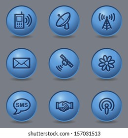 Communication web icons, circle blue buttons