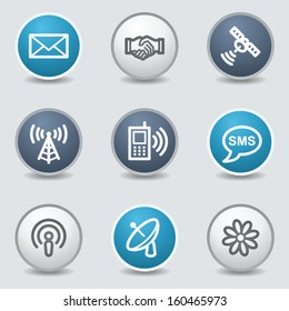 Communication web icons, circle blue buttons