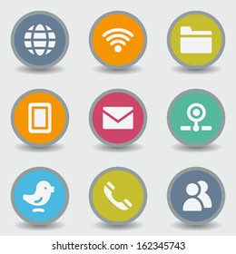 Communication web icons, color circle buttons
