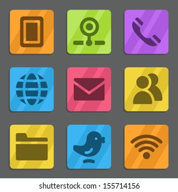 Iconos web de comunicación color de serie plana