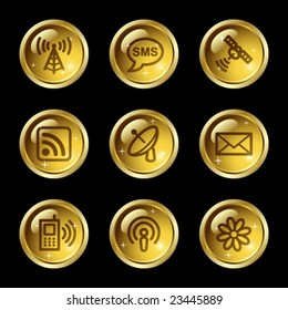 Communication web icons, gold glossy buttons series