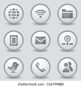 Iconos web de comunicación, botones de círculo gris