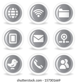 Iconos web de comunicación, botones de círculo gris brillante
