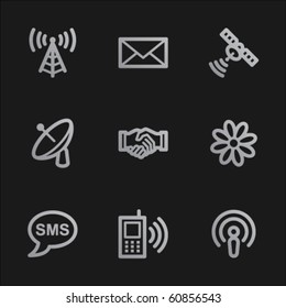 Communication web icons, grey mobile style