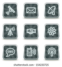 Communication web icons, grey square buttons