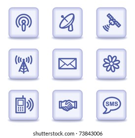 Communication web icons, light violet glossy buttons