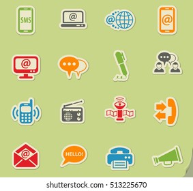 communication web icons on color paper stickers for user interface