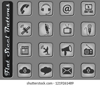 communication web icons on the flat steel buttons