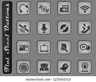 Communication web icons on the flat steel buttons
