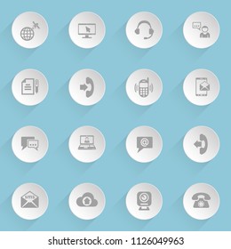 communication web icons on light paper circles