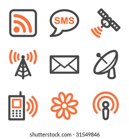 Communication web icons, orange and gray contour series