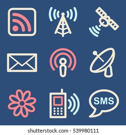 Communication web icons set. Electronics mobile symbols.