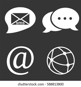 Communication web icons set isolated on  gray