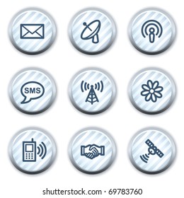 Communication web icons, stripped light blue circle buttons