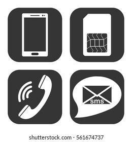 Communication web icons vector set on gray  buttons