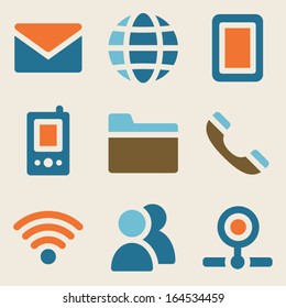 Communication web icons vintage color series