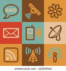 Communication web icons, vintage series