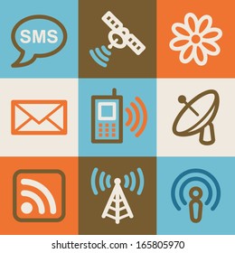 Communication web icons, vintage series