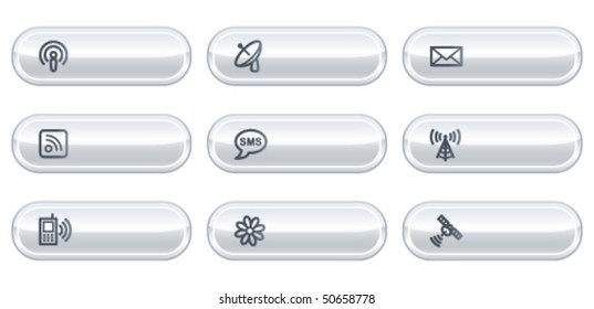 Communication web icons, white buttons with copyspace