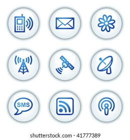 Communication web icons, white circle buttons series