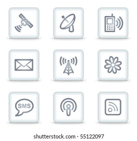 Communication web icons, white square buttons