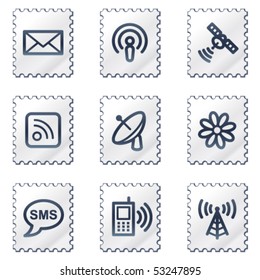 Communication web icons, white stamp series