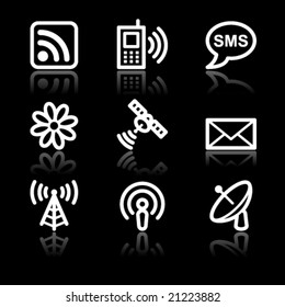 Communication white contour web icons