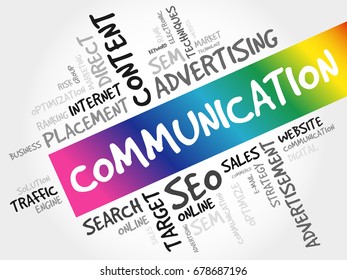 Communication word cloud collage, business concept background