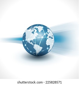 communication world & technology business  flow motion isolate white background, vector illustration
