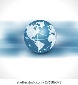 communication world & technology with flow motion isolate white background; vector illustration