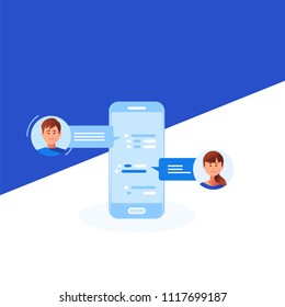 Communication,chatting.Chat messages notification on smartphone vector illustration,