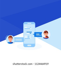 Communication,chatting.Chat messages notification on smartphone vector illustration,