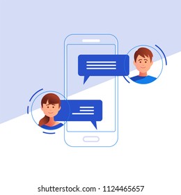 Communication,chatting.Chat messages notification on smartphone vector illustration,