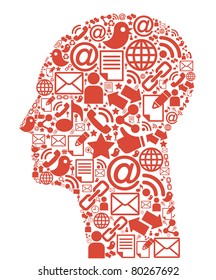 Communication-head.The development of global communications. Communication in mobile and internet networks