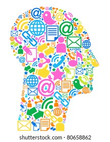 Communication-Head.Die Entwicklung der globalen Kommunikation. Kommunikation in Mobil- und Internetnetzen