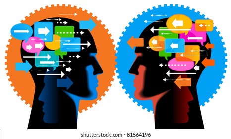 Communication-person.people talk, think