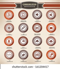 Communication,retro buttons style,vector