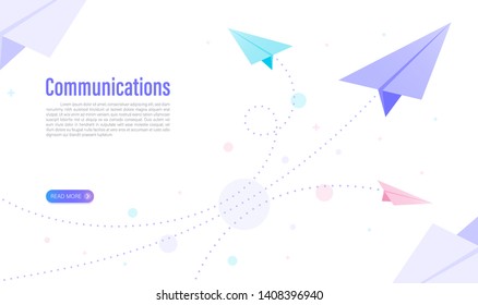 Communications of business with paper plane concept . web design. Vector illustration