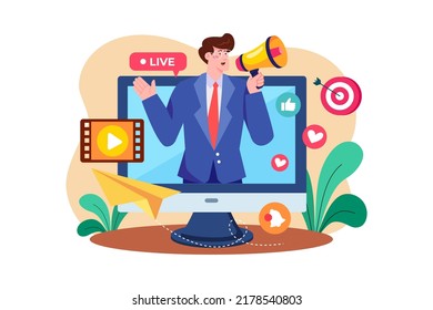 Communications Director Illustration concept on white background