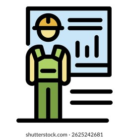 Communications engineer banner icon. Outline communications engineer banner vector icon color flat isolated